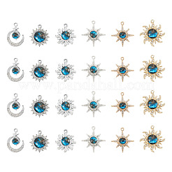24Pcs 6 Styles Alloy Rhinestone Pendants&nbsp;FIND-TA0010-82