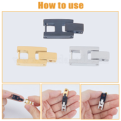 3Pcs 3 Colors Rectangle Stainless Steel Watch Band Clasps&nbsp;STAS-FH0002-27B