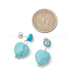 Synthetic Turquoise Heart Dangle Stud Earrings&nbsp;EJEW-JE06920