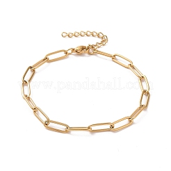 PVD Vacuum Plating 304 Stainless Steel Paperclip Chain Bracelet for Men Women&nbsp;BJEW-E031-02G-01