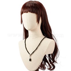 Natural Lava Rock & Cubic Zirconia Beaded Necklace&nbsp;NJEW-JN03760