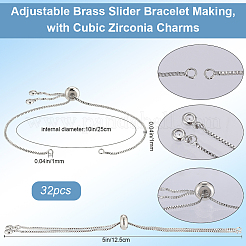 32Pcs Rack Plating Adjustable Brass Slider Bracelet Making&nbsp;KK-SP0001-78P