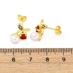 Cherry Brass Micro Pave Cubic Zirconia Stud Earrings&nbsp;EJEW-H158-08A-G