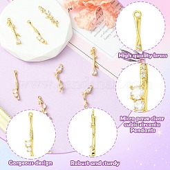 8Pcs 4 Styles Brass Micro Pave Cubic Zirconia Pendants&nbsp;KK-CJ0003-88