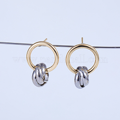 Two Tone Brass Twisted Hoop Earrings&nbsp;CZ4094