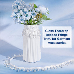 Glass Teardrop Beaded Fringe Trim&nbsp;DIY-WH0588-12