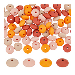 80Pcs 2 Bags Rondelle Food Grade Eco-Friendly Silicone Focal Beads&nbsp;SIL-DC0001-39B