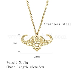304 Stainless Steel Hollow Cattle Head Pendant Necklaces&nbsp;EB3972-1
