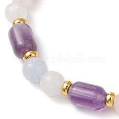Natural Gemstone Round & Barrel Beads Stretch Bracelets for Women Men&nbsp;BJEW-JB13478