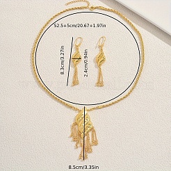 Brass Rhombus Tassel Earrings & Necklaces Sets for Women&nbsp;ZK8353