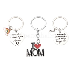 1Pc Mother's Day Gift 201 Stainless Steel Heart with Word Remember I Love You Mom Keychains&nbsp;KEYC-FS0001-11
