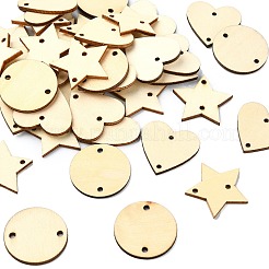 180Pcs 3 Styles Undyed Unfinished Wood Links&nbsp;WOOD-CJ0002-24