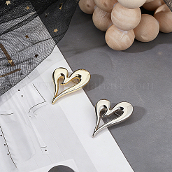2Pcs 2 Colors Alloy Heart Brooch Pin&nbsp;JEWB-CP0001-61
