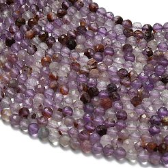 Natural Purple Phantom Quartz/Purple Lodolite Quartz Beads Strands&nbsp;G-L661-A01-4mm