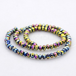 Full Plated Faceted Rondelle Glass Beads Strands&nbsp;GLAA-A024B-FP04