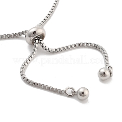 Brass Pave Clear Cubic Zirconia Rectangle Box Chain Slider Bracelets&nbsp;BJEW-B094-05B-P