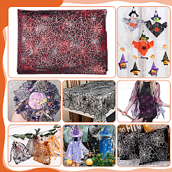Halloween Spider & Spider Web Polyester Gauze Fabric&nbsp;AJEW-WH0314-677C