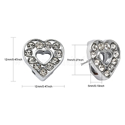 Alloy Heart Slide Charms with Grade A Rhinestones&nbsp;ALRI-R034-06