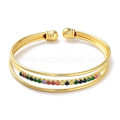 Brass Micro Pave Clear Cubic Zirconia Cuff Bangles&nbsp;BJEW-Z061-23D