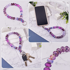 Resin Rondelle Bead with Polyester & Spandex Cord Phone Hand Strap Chains&nbsp;HJEW-TADJ0013