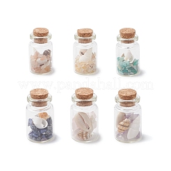 6Pcs Natural Lapis Lazuli/Amethyst/Carnelian/Citrine/Rose Quartz/ Amazonite Chip & Cowrie Shell Beads Healing Crystals Wishing Bottles&nbsp;PALLOY-JF03788