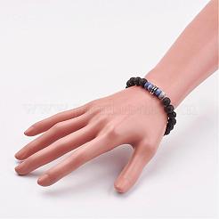 Natural Blue Spot Jasper & Lava Rock Stretch Bracelets&nbsp;BJEW-JB03074-04
