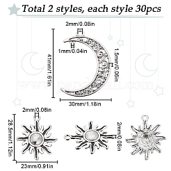 60Pcs 2 Style Tibetan Style Alloy Pendants&nbsp;TIBEP-SC0002-75