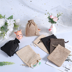 4 Colors Polyester Imitation Burlap Packing Pouches Drawstring Bags&nbsp;ABAG-BBC0001-04B