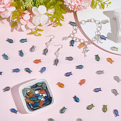 90Pcs 6 Colors Full Plated Frosted Electroplate Glass Fish Beads&nbsp;EGLA-PA0001-17