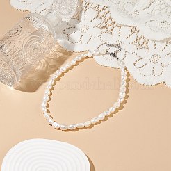 Natural Baroque Keshi Pearl Beaded Necklace with 304 Stainless Steel Clasp for Women&nbsp;NJEW-JN04083