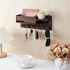 Wood & Alloy & Iron & Plasticc Wall-mounted Keychian Holder&nbsp;AJEW-WH0596-620