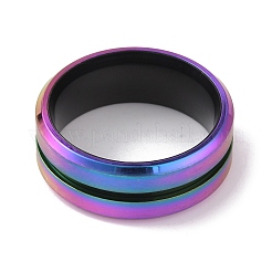 304 Stainless Steel Grooved Finger Ring for Men Women&nbsp;RJEW-WH0011-09D-MC