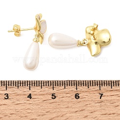 Brass Enamel Stud Dangle Earrings&nbsp;KK-CBAB173-02A-G