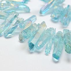 Electroplated Natural Quartz Crystal Beads Strands&nbsp;G-P267-02A
