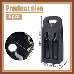 PU Imitation Leather Double Wine Bottle Reusable Packaging Bags with Hole Handles&nbsp;ABAG-WH0063-141