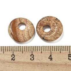 Natural Picture Jasper Donut/Pi Disc Charms&nbsp;G-G142-02F