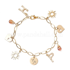 Sun & Heart 304 Stainless Steel Charm Bracelets for Women&nbsp;BJEW-JB11959-01