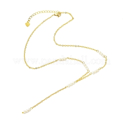 Brass & Potato Natural Cultured Freshwater Pearl Tassel Y Necklaces for Women&nbsp;NJEW-JN06289