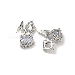 Brass Pave Clear Cubic Zirconia Pendants&nbsp;KK-D228-13P
