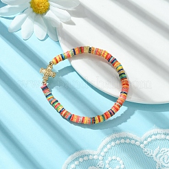 Polymer Clay Disc Heishi Surfer Stretch Bracelets&nbsp;BJEW-JB09835