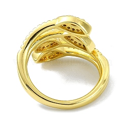 Brass with Cubic Zirconia Open Cuff Ring&nbsp;RJEW-B051-14G
