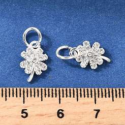 Clover Brass Micro Pave Clear Cubic Zirconia Pendants&nbsp;KK-K300-10S