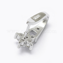 Anti-Tarnish Rhodium Plated 925 Sterling Silver Micro Pave Cubic Zirconia Pendant Bails&nbsp;STER-P034-54P