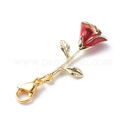 Alloy Enamel Rose Pendant Decorations&nbsp;HJEW-JM00760-01