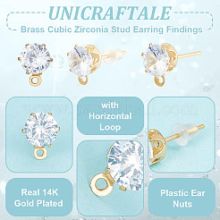 12 Pairs Brass Cubic Zirconia Stud Earring Findings&nbsp;KK-UN0001-81