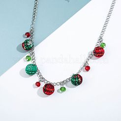Christmas Alloy & Glass & Cotton Cord Pendant Necklaces & Dangle Earrings & Charm Bracelets&nbsp;FS-WG3C4A2-01