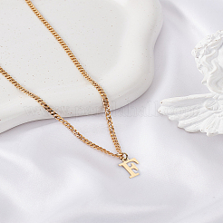 1Pc 304 Stainless Steel Letter Pendant Necklaces&nbsp;NJEW-LP0001-33F-G