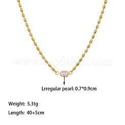304 Stainless Steel & Natural Freshwater Pearl Potato Link Chain Necklaces for Women&nbsp;FS-WG4D4E4-01
