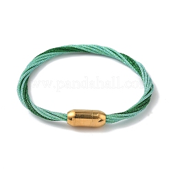 304 Stainless Steel with Polyester Metallic Cord Bracelets for Women&nbsp;BJEW-Z145-01G