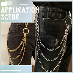 1Pc Alloy Twisted Chain 3 Layered Chain Belts for Women Men&nbsp;AJEW-CY0002-25P